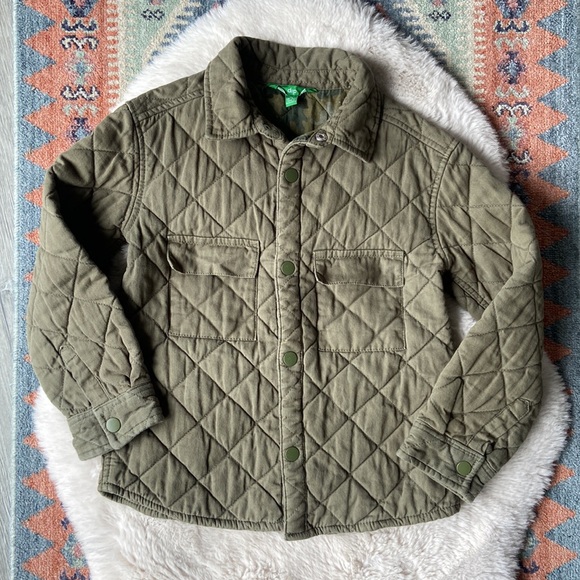 Dip boys quilted jacket army green twill utility shirt jacket kids medium 8/10 - Picture 11 of 14